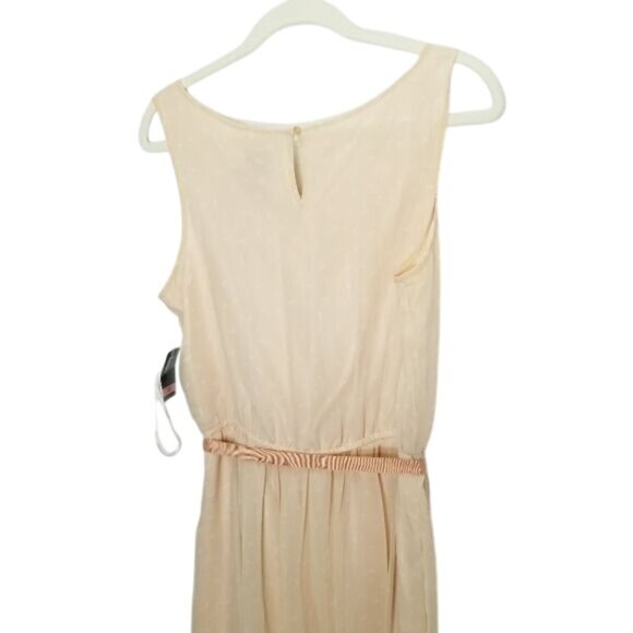 Gabby Skye NWT Peach Sleeveless Midi Dress With Textured Details‎ Tie Waist FLAW - Picture 3 of 12